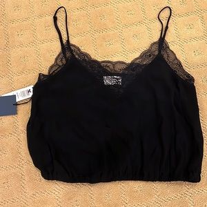 Aritzia Agyness black lace detail camisole with elastic bottom